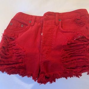 Red Carmar jean shorts in size 24 with tags